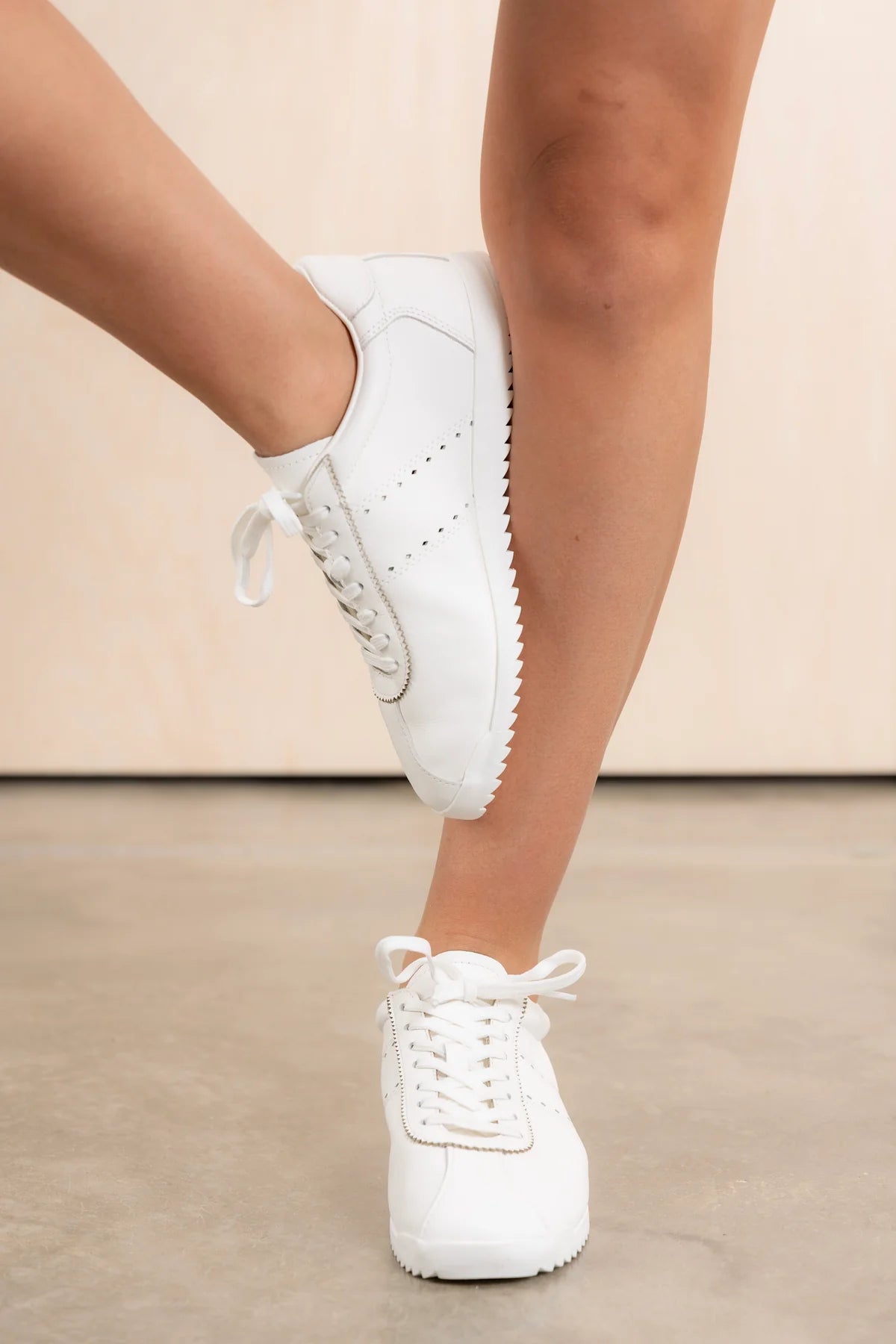 SEARS-White Leather Sneakers